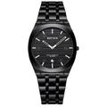 BESTWIN ultra-thin men's quartz watch with black stainless steel strap and black dial - All Black