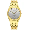 Gold stainless steel men's fashion quartz watch variant with textured silver sunray dial - Gold Case Grey Dial