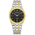BESTWIN men's quartz watch with two-tone silver and gold stainless steel strap - Two-tone Black Dial
