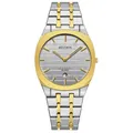 Ultra-thin men's fashion quartz watch with gold and silver stainless steel strap - Two-Tone Gold & Grey Dial