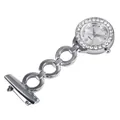 Montre d'infirmière élégante en alliage d'argent avec lunette strass et épingle de sûreté - Style 7 (Montre Infirmière)