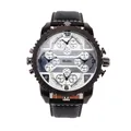 Detail of Oulm HP3233 mens fashion watch featuring unique four time zone sub-dials - White