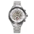 Vista detallada del reloj mecánico automático Winner para hombre con correa de acero - Esfera Blanca Movimiento Plateado