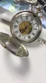 Vintage silver manual mechanical skeleton pocket watch featuring Roman numerals dial - Silver Skeleton Style (Style 3)