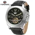 Automatische mechanische Herrenuhr von FORSINING mit schwarzem Lederarmband und Tourbillon - Schwarzes Lederarmband
