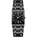 Montre à quartz carrée de luxe WWOOR pour hommes avec bracelet en acier noir et date - Boîtier Noir Cadran Noir
