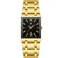 Montre à quartz WWOOR pour hommes avec cadran noir carré et bracelet en acier doré - Boîtier Doré Cadran Noir