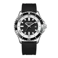 AOCASDIY men's fashion watch with black silicone strap and minimalist dive-style dial - Minimalist Style (QT754) / Black