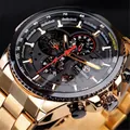Détail macro de la montre automatique Forsining pour homme avec bracelet doré et cadran noir - Bracelet Or Cadran Noir