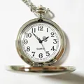 Klassische polierte silberne Taschenuhr mit weißem Zifferblatt und arabischen Zahlen - Silber Arabische Ziffern Polierte Taillenkette