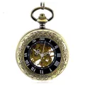 Vue détaillée d'une montre de poche mécanique vintage en bronze à mouvement squelette - Style Creux Rétro en Relief (002 Semi-Automatique) / Bronze