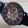 Orologio meccanico scheletrato Forsining da uomo con cassa nera e numeri in oro rosa. - Stile Scheletrato / A099 / Cassa Nera Quadrante Nero Indici Oro Rosa