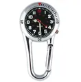 Karabiner-Taschenuhr aus silberner Legierung mit schwarzem Quarz-Leuchtzifferblatt. - Silber Schwarz