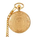 Montre de poche vintage dorée avec gravures florales détaillées et sa chaîne assortie - Or