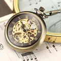 Montre à gousset mécanique squelette vintage en bronze avec chiffres romains - Or Bronze