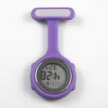 Reloj digital profesional de enfermera de silicona morada con broche médico de seguridad - Púrpura