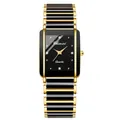 Luxury fashion rectangular black and gold ceramic quartz wrist watch for women 104A - Men Gold Black