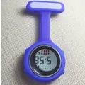 Purple silicone digital nurse fob watch with LCD display for medical professionals - Blue