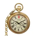 Orologio da taschino vintage in ottone con numeri romani e quadrante meccanico - Color Ottone