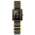 Elegant rectangular black ceramic watch with gold accents for stylish women - Women Gold Black