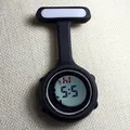 Black silicone digital nurse fob watch with medical clip-on design for healthcare - Black