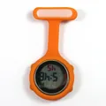 Orange silicone digital nurse watch with clip-on pin design for medical professionals - Orange