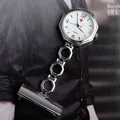 Professioneel zilveren verpleegstershorloge met witte wijzerplaat en rood kruis - Zeshoekige Stijl (p513) / Zilver