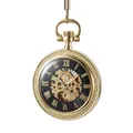Montre à gousset mécanique dorée vintage avec cadran squelette et chiffres romains - Style Sculpté (MP264) / MP264 Or
