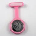 Pink silicone digital nurse fob watch with medical pin attachment for professional uniforms - Pink