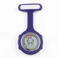 Purple digital silicone nurse fob watch featuring silent movement and pin-on design - Dark Blue