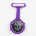 Purple silicone digital nurse fob watch with secure clip attachment for medical professionals - Fuschia