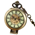 Montre à gousset mécanique squelette vintage avec boîtier en alliage - Marron