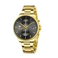 Elegante goudkleurige herenhorloge van roestvrij staal met zwarte wijzerplaat - Gouden Kast Zwarte Wijzerplaat