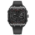 Montre de sport SMAEL pour hommes en forme de tonneau avec double affichage noir intégral - Noir
