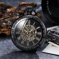 Orologio da taschino meccanico nero classico ispirato al design di Tokisaki Kurumi. - Base Nera Carattere Oro