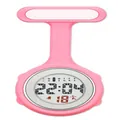 Professional pink digital silicone nurse fob watch with medical pin-on attachment - Macaron Pink