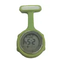 Light green silicone digital nurse fob watch with secure medical pin-on attachment - Macaron Matcha Cream