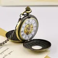 Exquise montre à gousset mécanique vintage en bronze avec couvercle gravé à double ouverture - Bronze Antique