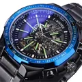 Orologio automatico scheletrato T-Winner da uomo con lunetta blu e cinturino nero - Cinturino Nero Lunetta Blu Quadrante Blu