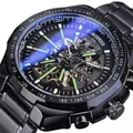 Orologio meccanico T-Winner da uomo con quadrante scheletrato e cinturino nero - Cinturino Nero Ghiera Nera Quadrante Nero