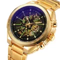 Orologio automatico dorato T-winner da uomo con design del quadrante scheletrato - Cinturino Oro Lunetta Oro Quadrante Nero