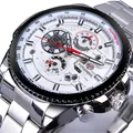 Montre mécanique automatique Forsining pour homme avec bracelet en acier inoxydable - Bracelet Argent Cercle Intérieur Blanc Cadran Blanc
