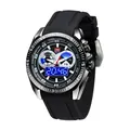 Detailed view of TVG men's sports watch with dual analog-digital display and rubber strap - Black Silicone Strap