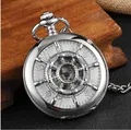 Montre à gousset mécanique argentée avec cadran squelette en forme de barre nautique - Style Squelette Gouvernail / Argent