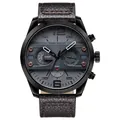 MINI FOCUS men's multifunctional quartz watch with brown leather strap and grey dial - Gray Dial Black Case Brown Strap (05)