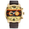 MINI FOCUS men's luxury quartz watch with gold-tone case and brown leather strap variant - Yellow Dial Gold Case Brown Strap (06)