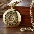 Montre à gousset mécanique automatique dorée vintage avec motif floral évidé - Or