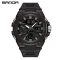All-black men's military sports watch with waterproof dual analog-digital display - 3311 All Black