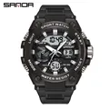 Reloj deportivo militar SAMDA negro robusto con pantalla digital analógica dual y luz LED - Serie 3311 / 3311 Negro Blanco