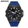 SAMDA blue military sports watch with dual analog-digital display and waterproof feature - 3311 Royal Blue